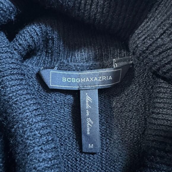 BCBG MAXAZRIA Black Merino Wool Cowl Neck Sweater Women’s M Minimalist artsy - Picture 3 of 7